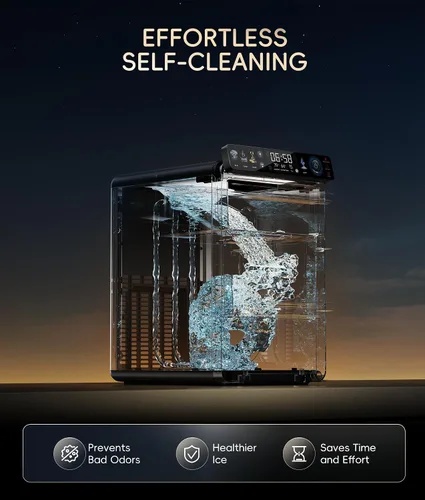 Vista 8 de ecozy Nugget - Máquina de hielo para encimera, primer panel inteligente a todo color de 44 libras/24 horas con control de aplicación, aislamiento