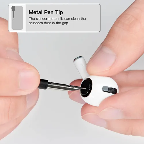 Vista 5 de PZOZ Kit de limpieza de teléfono celular para AirPods Pro/Pro 2nd/iPhone, accesorios de herramienta de limpieza 3 en 1 para auriculares, lente iPad