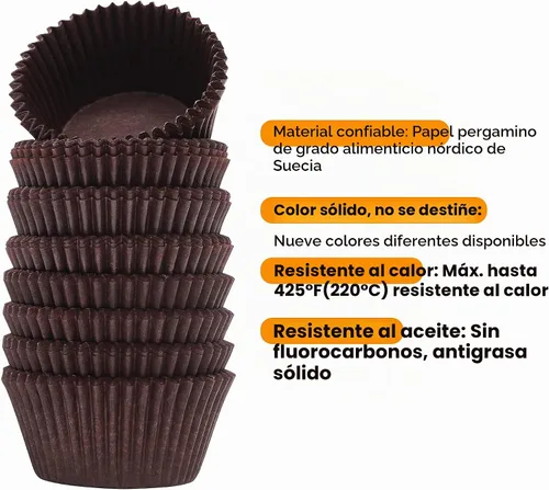 Vista 3 de Bake Choice - 200 forros estándar para cupcakes para hornear, forros para magdalenas marrones Food-grade cupcake wrappers, greaseproof parchment