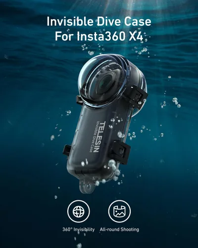 Vista 2 de TELESIN Insta 360 X4 - Funda de buceo invisible, 164.0 ft/164 pies, impermeable, carcasa protectora para buceo subacuático, carcasa para Insta 360