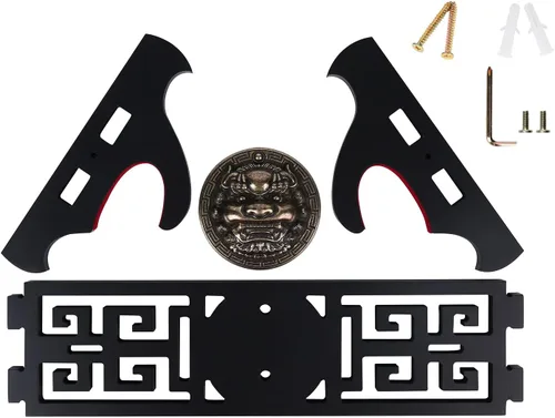 Vista 6 de Soporte para espada Katana - Soporte de pared acolchado de terciopelo Kirin de 1 nivel, soporte de Katana Samurái, soporte de exhibición de espada