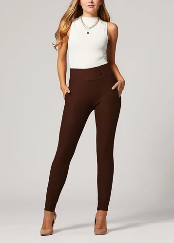 Vista 4 de Conceited Women's Premium Stretch Slim Leg Dress Pants with Pockets - Wear to Work - Ponte Treggings