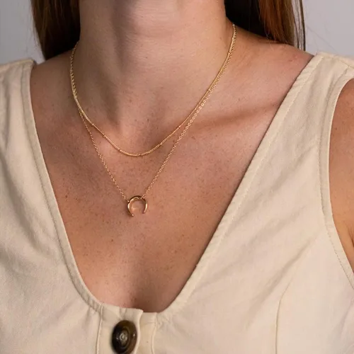 Vista 4 de Ava Riley Delicado collar de oro para mujer, gargantilla en capas para mujer, collar largo de plata de oro de 14 quilates