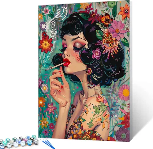 Vista 34 de Kit de pintura por números, lienzo de 16 x 20 pulgadas, pintura al óleo para niños, 16 x 20 pulgadas, pintura al óleo para adultos, adultos