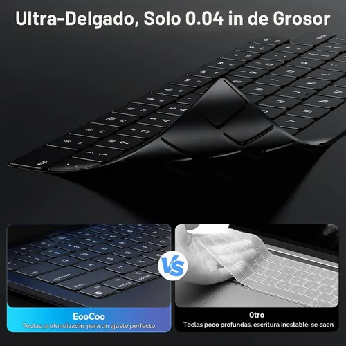 Vista 3 de EooCoo Funda de teclado para MacBook Neo, Pro 14/16, Air 13/15, color negro