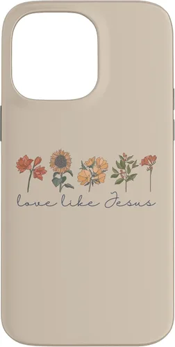 Vista 21 de Love Like Jesus - Carcasa para iPhone 17, diseño de flores y texto bíblico, religioso