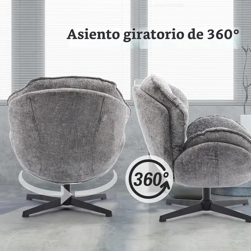 Vista 5 de IWMH Swivel Accent Chair for Living Room,Comfy Lounge Chair with Metal Legs Sillón tapizado moderno, asiento ancho, sillón reclinable, sofá de ocio