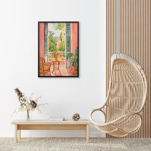 Vista 5 de Póster de pintura al óleo colorida de ventana abierta, arte de pared abstracto impresionista famoso y moderno, impresiones de lienzo estético