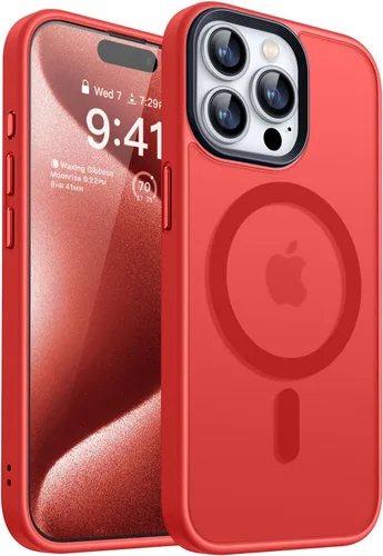 Vista 20 de CANSHN Funda magnética transparente compatible con iPhone 15 Pro [Compatible con Magsafe] [No amarillea] Funda protectora delgada y fina a prueba