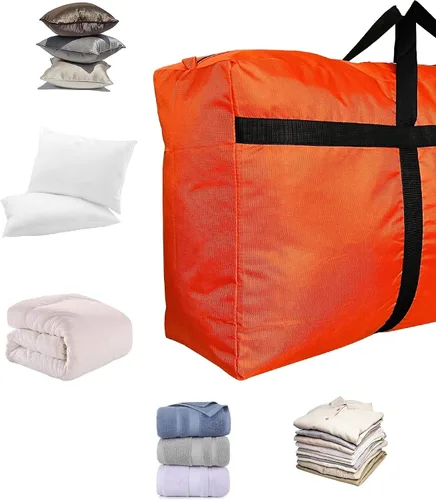 Vista 6 de Bolsa de lona de almacenamiento extra grande para viajes, bolsa de lona de viaje gigante de gran tamaño negra
