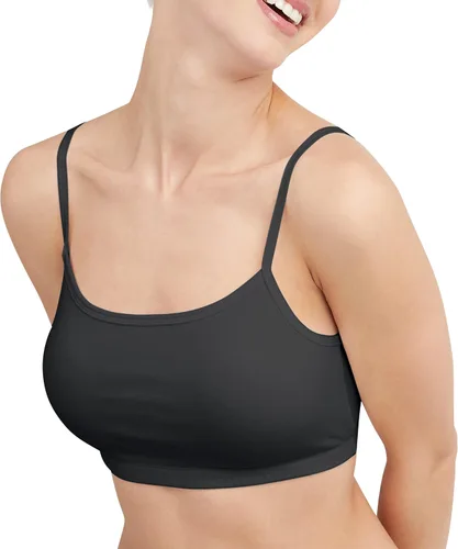 Vista 2 de Hanes Paquete de bralette de cuerda para mujer, brasier de bajo impacto, brasier de algodón elástico refrescante, paquete de 3