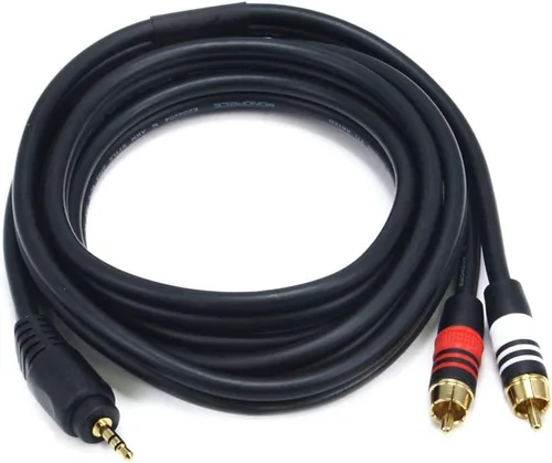 Vista 5 de Cable de audio Monoprice - 1.5 pies - Negro Premium estéreo macho a 2RCA macho 22AWG, chapado en oro