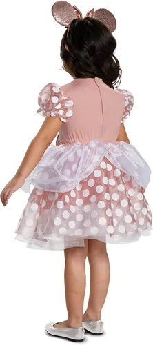 Vista 2 de Disfraz clásico de Minnie Mouse de oro rosa para niña pequeña