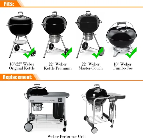 Vista 2 de Mesa de parrilla para Weber 18" y 22" Original Kettle, carrito de parrilla Kettle, mesa de preparación al aire libre para Weber Original Kettle