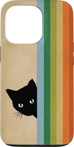 Vista 10 de Black Kitty Cat - Retro Vintage Rainbow Phone Case for iPhone 17