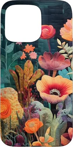 Vista 31 de iPhone 16 Flores coloridas en funda de edredón óptica, flores