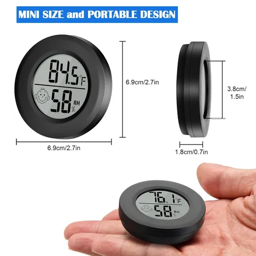 Vista 3 de 2 mini termómetro digital para interiores, medidor de higrómetro, medidor de precisión, temperatura ambiente y humedad para humidores de reptiles