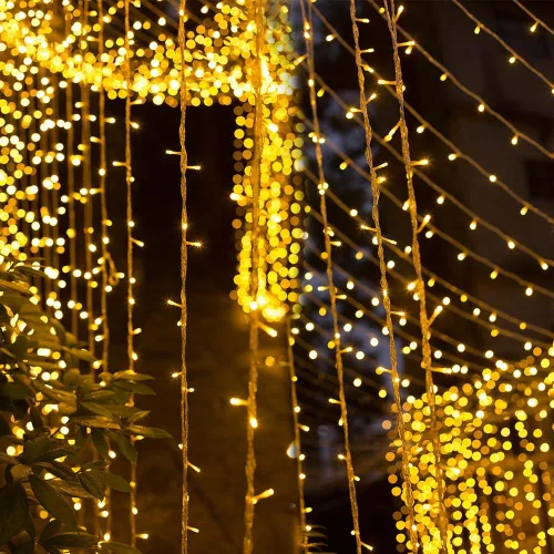 Vista 3 de WATERGLIDE - 300 luces LED para cortinas, luces de cuerda decorativas de Navidad con control remoto, 8 modos de iluminación, enchufe para decoración