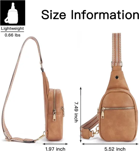 Vista 83 de Telena Riñonera pequeña para mujer, de cuero, cangureras, bolsa de pecho para mujer