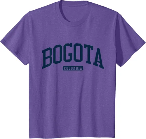 Vista 57 de Bogotá Colombia College University Style Camiseta azul marino, Blanco