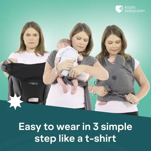 Vista 8 de Koala Babycare Portabebés, fácil de llevar como camiseta, portabebés original para recién nacidos hasta niños pequeños, cabestrillo talla única