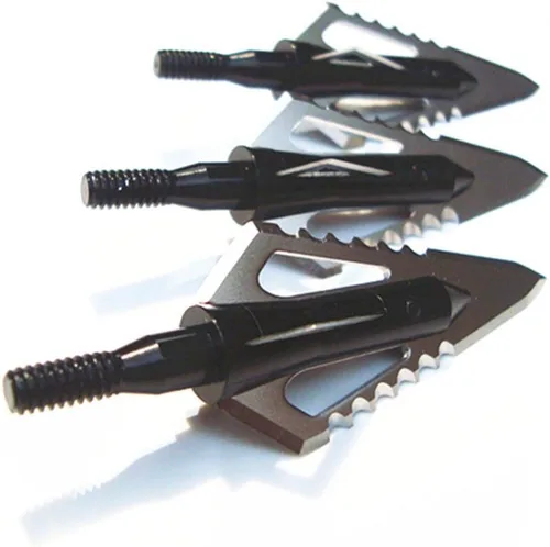 Vista 2 de Hunting Broadheads 4 Blade Flerow Punts 100 Grain Flerow Broadhead Paq de 12