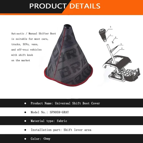 Vista 4 de Funda universal de palanca de cambio, funda para el polvo de tela para palanca de cambio manual/automática (Gris)