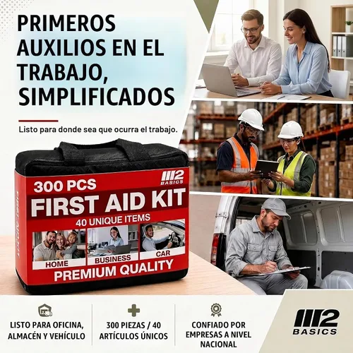 Vista 2 de M2 BASICS Kit de primeros auxilios de 300 piezas con bolsa duradera