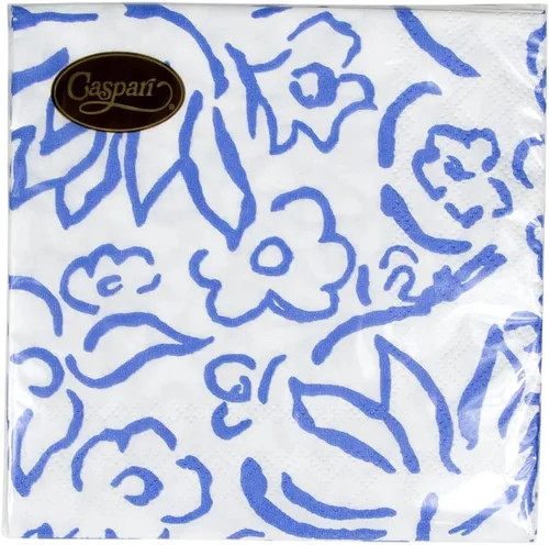 Vista 3 de Caspari Servilletas de cóctel de papel Matisse en color azul, 20 por paquete