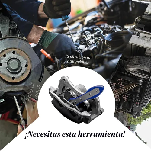 Vista 6 de Herramienta de compresión de pinza de freno, herramienta de compresión de pistón de pinza con 2 piezas adicionales de placa de acero grande y 2 Azul