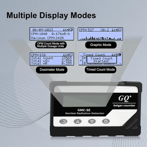 Vista 3 de GQ GMC-SE Geiger Detector de radiación de contador Beta Gamma de rayos X portátil Monitor de radiación Medidor digital de radiación nuclear