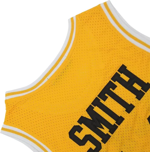 Vista 7 de 14 The Fresh Prince of Bel Air Academy - Camisetas de baloncesto para hombre ropa de hip hop de los años 90 color negro y amarillo bordado