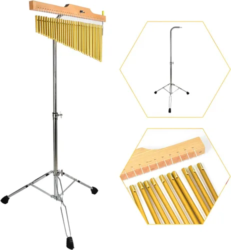 Vista 2 de ENNBOM Campanillas de barra con soporte ajustable para 25 notas 36 notas, campanillas de viento de una hilera, instrumento de percusión musical