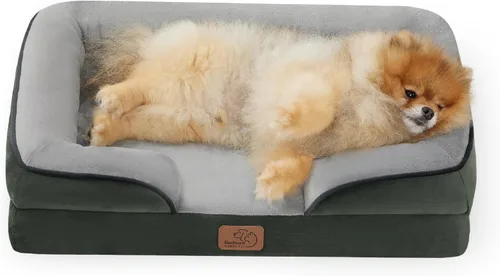 Vista 105 de Bedsure - Cama para gatos de interior, sofá cama lavable para perros muy pequeños, espuma de soporte con funda extraíble y lavable, forro Gris