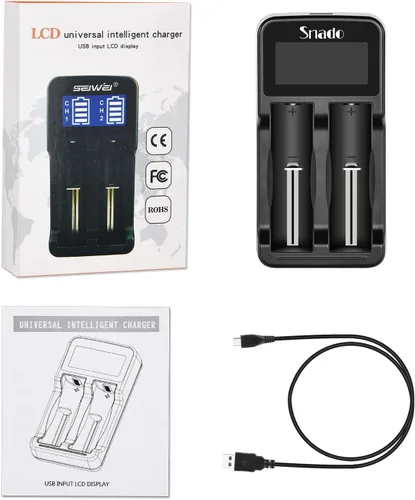 Vista 6 de SEWE - Cargador inteligente, monitor LCD, cargador universal inteligente para baterías recargables, baterías de iones de litio 18650 18490 18350