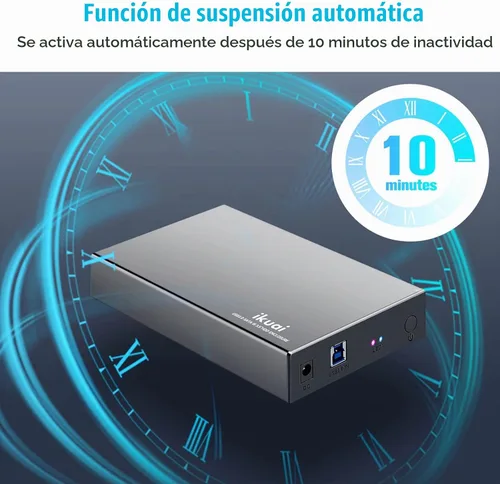 Vista 4 de Caja de disco duro de aluminio de 3.5 pulgadas USB 3.0/USB C a SATA para disco duro interno de 3.5 pulgadas y SSD de hasta 20 TB