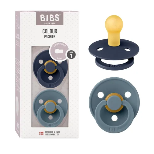 Vista 148 de BIBS - Paquete de 2 chupetes para bebés, goma natural libre de bisfenol A (BPA), hechos en Dinamarca, para niños de 0-6 meses, azul pastel