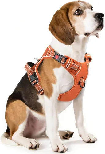 Vista 28 de Timos Arnés para perro de tamaño pequeño, arnés sin tirones para mascotas con cuello a presión bloqueable, chaleco reflectante para perro, sin