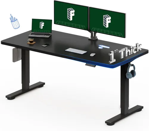 Vista 44 de FLEXISPOT Escritorio Eléctrico de Pie de Una Pieza, 40 x 24 Pulgadas Escritorio Ajustable con Superficie Sin Costuras, Controlador de Memoria