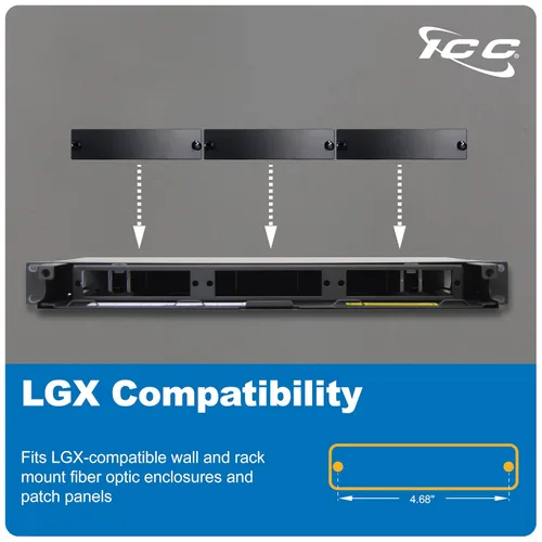Vista 2 de ICC LGX - Panel en blanco compatible - Placa de relleno a presión para panel de conexión de fibra, cubierta antipolvo para puertos no utilizados