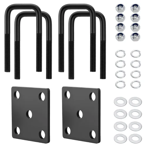 Vista 12 de Kit de pernos cuadrados en U para resortes de hoja de eje de remolque, pernos en U de acero negro para remolque, para eje de 2 x 2, 5-1/4 pulgadas
