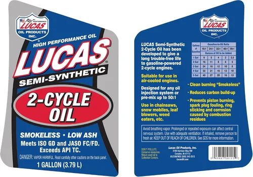 Vista 3 de Aceite semisintético de 2 ciclos, de la marca Lucas Oil