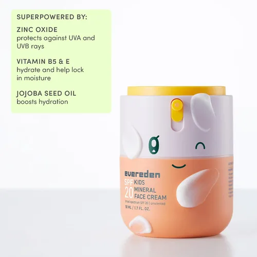 Vista 6 de Evereden Crema facial para niños, 1.7 onzas Loción facial sin fragancia y para niños con SPF 20 Hidratante facial limpio y no tóxico Cuidado