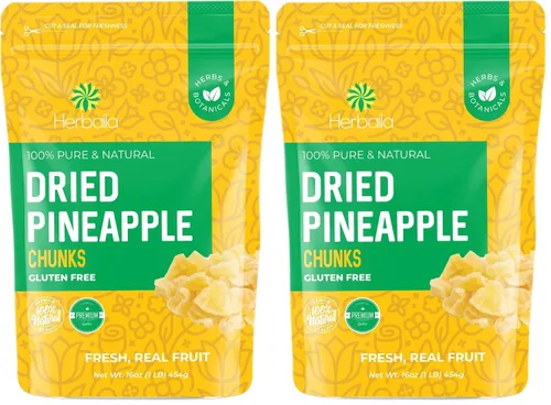 Vista 8 de Trozos de piña seca, 1 libra. Trozo de piña deshidratada, piña deshidratada, pedazos de piña secas. Todo natural, sin OMG, piñas secas ligeramente