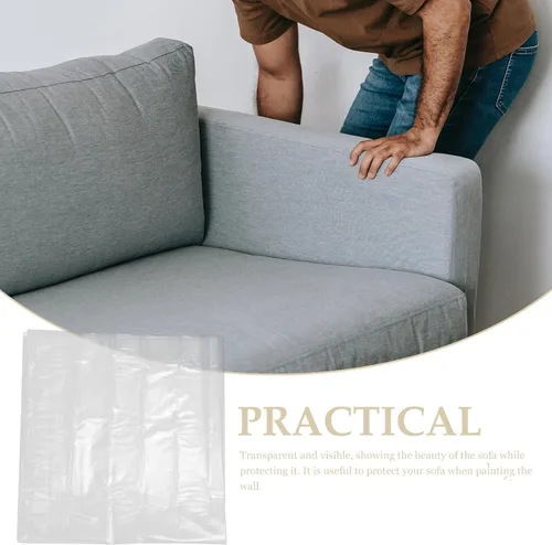 Vista 5 de SEWACC Thick Transparent Sofa Cover Protector Couch Slipcover Furniture Shield for Pets Scratch Resistant Easy Clean PE Material Fits Small Loveseat
