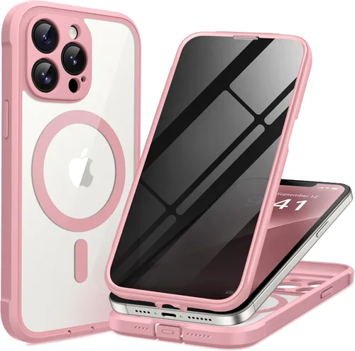 Vista 54 de BERFY Funda para iPhone 17 Pro Max, compatible con MagSafe, protector de pantalla de vidrio integrado, protección de cámara, funda de cuerpo