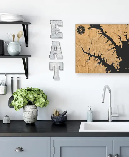 Vista 2 de Zoreal Letrero de comer galvanizado con letras rústicas de metal para decoración de pared