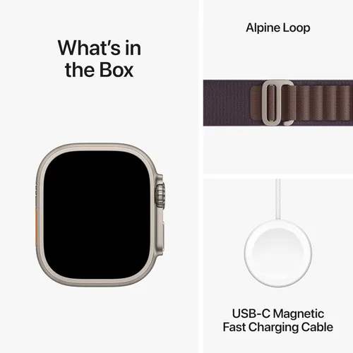 Vista 6 de Apple Watch Ultra 2 [GPS + Celular 49mm] Reloj inteligente con caja de titanio resistente y correa Alpine Loop Indigo Media. Rastreador de fitness