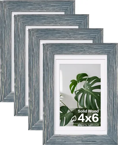 Vista 78 de Egofine - Juego de 4 portarretratos A4 de madera maciza y cubierta de plexiglás de 4 x 6/6 x 8 pulgadas con paspartú o A4 sin paspartú, para mesa