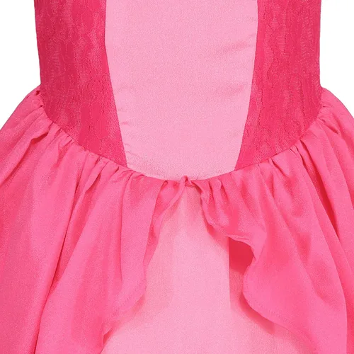 Vista 5 de Disfraz de princesa rosa para niñas, vestido de fiesta de Halloween con accesorios